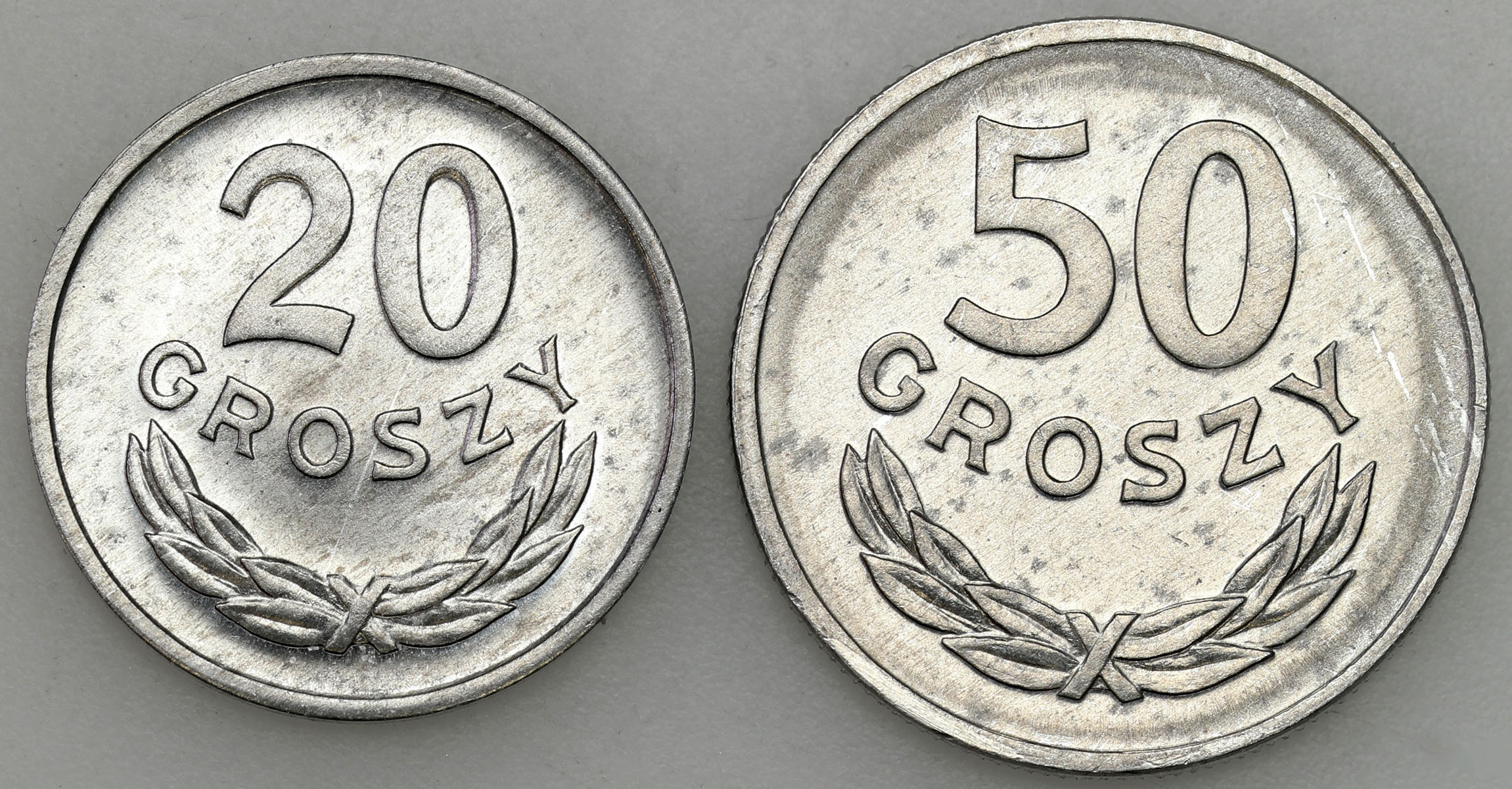 PRL. 20 groszy 1966 i 50 groszy 1972, zestaw 2 monet